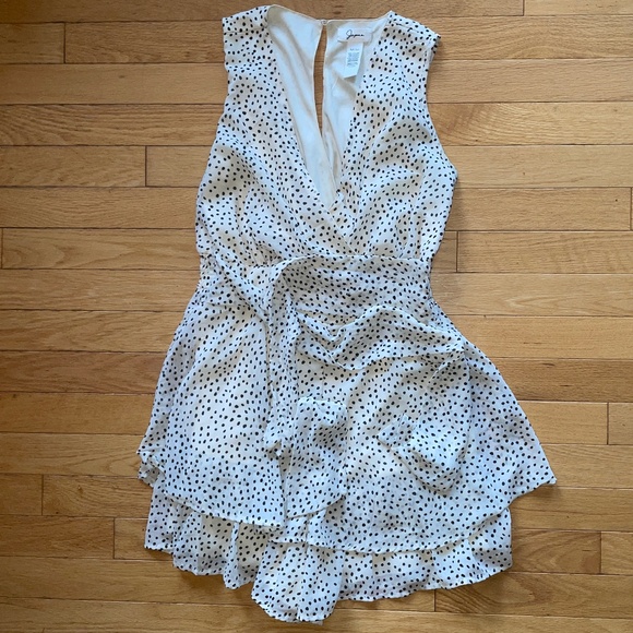 Women's JAPNA Cream and Black Polka Dot Skort Dress - Picture 1 of 11